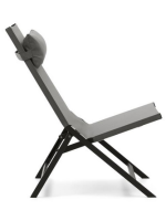STAD folding deckchair for outdoor in matt grey painted aluminum for home or contract use