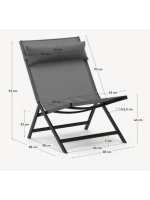 STAD folding deckchair for outdoor in matt grey painted aluminum for home or contract use