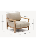 TARIN sillón en madera de teca para exterior jardín terrazas e interior hogar o contract