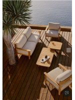 TARIN 140x70 cm table basse en bois de teck massif pour jardin extérieur ou terrasse