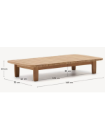 TARIN 140x70 cm table basse en bois de teck massif pour jardin extérieur ou terrasse