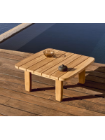 TARIN 70x70 cm mesa de centro en madera maciza de teca para jardín o terraza al aire libre