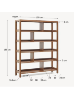 ASHAI 150x185 h cm bookshelf in solid teak wood