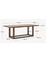 ASHAI tableau 220x110cm en bois de teck massif