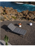 PASCAL Bain de soleil avec structure en aluminium noir et coussin en tissu pour jardin terrasse extérieur