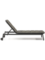 PASCAL Bain de soleil avec structure en aluminium noir et coussin en tissu pour jardin terrasse extérieur