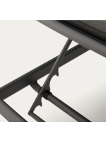 PASCAL Bain de soleil avec structure en aluminium noir et coussin en tissu pour jardin terrasse extérieur