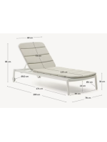 LAVANDA Bain de soleil avec structure en aluminium blanc et coussin en tissu pour jardin terrasse extérieur