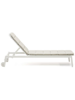 LAVANDA Bain de soleil avec structure en aluminium blanc et coussin en tissu pour jardin terrasse extérieur