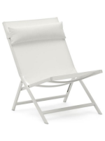 FRENSIS Chaise longue pliante pour l'extérieur en aluminium peint blanc mat pour usage domestique ou contractuel