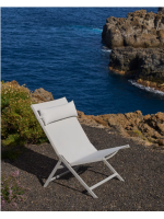 FRENSIS Chaise longue pliante pour l'extérieur en aluminium peint blanc mat pour usage domestique ou contractuel