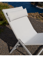 FRENSIS Chaise longue pliante pour l'extérieur en aluminium peint blanc mat pour usage domestique ou contractuel