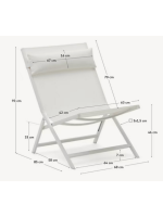 FRENSIS Chaise longue pliante pour l'extérieur en aluminium peint blanc mat pour usage domestique ou contractuel