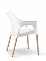 NATURAL OLA beech legs with polypropylene seat color choice stackable armchair