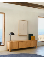 TALAR Home Design Tischlampe aus schwarzem Metall und Eschenholz