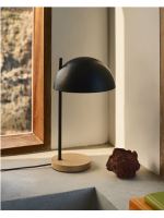 TALAR Home Design Tischlampe aus schwarzem Metall und Eschenholz