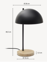 TALAR home design in black metal and ash wood table lamp