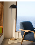 TOONY Home Design Bodenlampe aus schwarzem Metall und Eschenholz