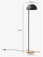 TONY llámpara de tierra en metal negro y madera de fresno de diseño para el hogar