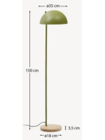 YROS lámpara de tierra en metal verde y madera de fresno de diseño para el hogar