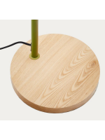 YROS lampada da terra in metallo verde e base in legno di frassino design casa