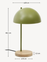 GLAM Home Design Tischlampe aus Grün Metall und Eschenholz