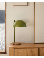 GLAM Home Design Tischlampe aus Grün Metall und Eschenholz