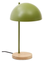 GLAM Home Design Tischlampe aus Grün Metall und Eschenholz