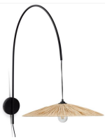 ROSY lampada applique in rattan fibra naturale e metallo nero