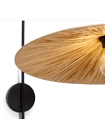 ROSY lampe applique en fibre naturelle de rattan et métal noir