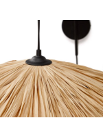 ROSY lampe applique en fibre naturelle de rattan et métal noir