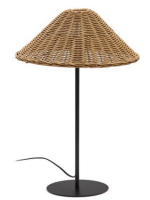 DRAGON rattan table lamp in natural fiber and black metal