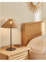 DRAGON rattan table lamp in natural fiber and black metal