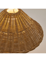 DRAGON lampada da tavolo in rattan fibra naturale e metallo nero