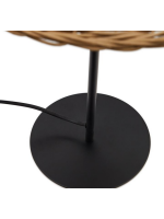 DRAGON Rattan-Tischlampe Naturfaser und schwarzem Metall