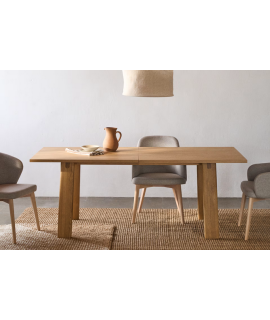 ALEREN extendable table from 200x95 cm becomes 295x95 cm with veneer and solid natural oak wood