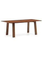 DELEREN Mesa extensible de 200x95 cm pasa a 295x95 cm con chapa y madera maciza de roble acabado en nogal