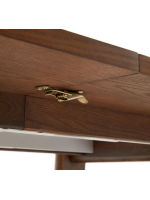DELEREN extendable table from 200x95 cm becomes 295x95 cm with veneer and solid natural walnut finish