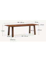 DELEREN Der ausziehbare Tisch von 200 x 95 cm wird zu 295 x 95 cm mit Furnier und massivem holz Walnuss-Finish