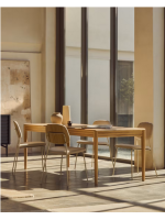 LONOEN extendable table from 160x90 cm becomes 200x90 cm with veneer and solid natural oak wood