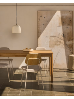 LONOEN extendable table from 160x90 cm becomes 200x90 cm with veneer and solid natural oak wood
