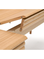 LONOEN table extensible de 160x90 cm devient 200x90 cm avec placage et bois de chêne naturel massif