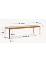 NENOL extendable table from 200x90 cm becomes 280x90 cm with veneer and solid natural oak wood