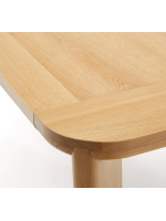 DANJON Mesa extensible de 240x100 cm pasa a 320x100 cm con chapa y madera maciza de roble natural