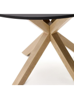 ALBINO tavolo diam 120 cm piano nero e base in metallo color legno design
