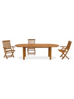 SALINA Table ovale 120x70 tout 180 cm ou 150x100 tout 200 cm en bois de keruing pour extérieur