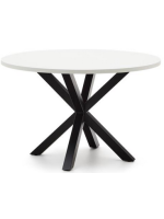 SUITE mesa diam 120 cm tapa blanca y base de metal negro diseño