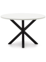 SUITE tavolo diam 120 cm piano bianco e base in metallo nero design