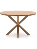 DADEN Mesa diámetro 120 cm tapa de madera maciza de acacia y base de metal efecto madera