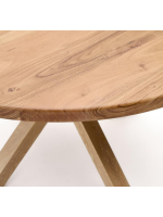 DADEN tavolo diam 120 cm piano in legno massello di acacia e base in metallo effetto legno